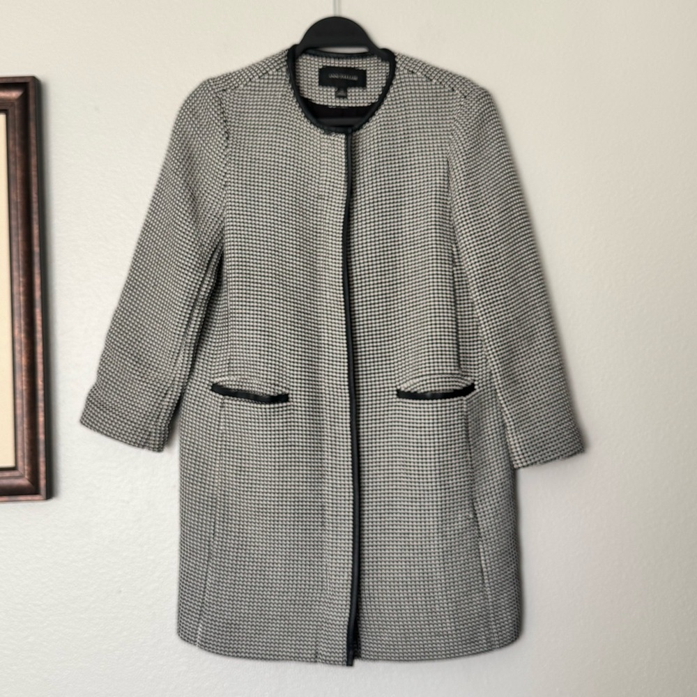 Ann Taylor Women’s Black & White Dotted Print Zip Front Coat Jacket Size Small